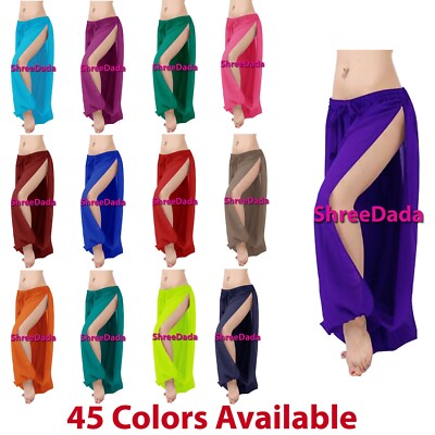 Women Student Slit Harem Pant Pantaloons Yoga Genie Trouser Belly Dance Aladdin