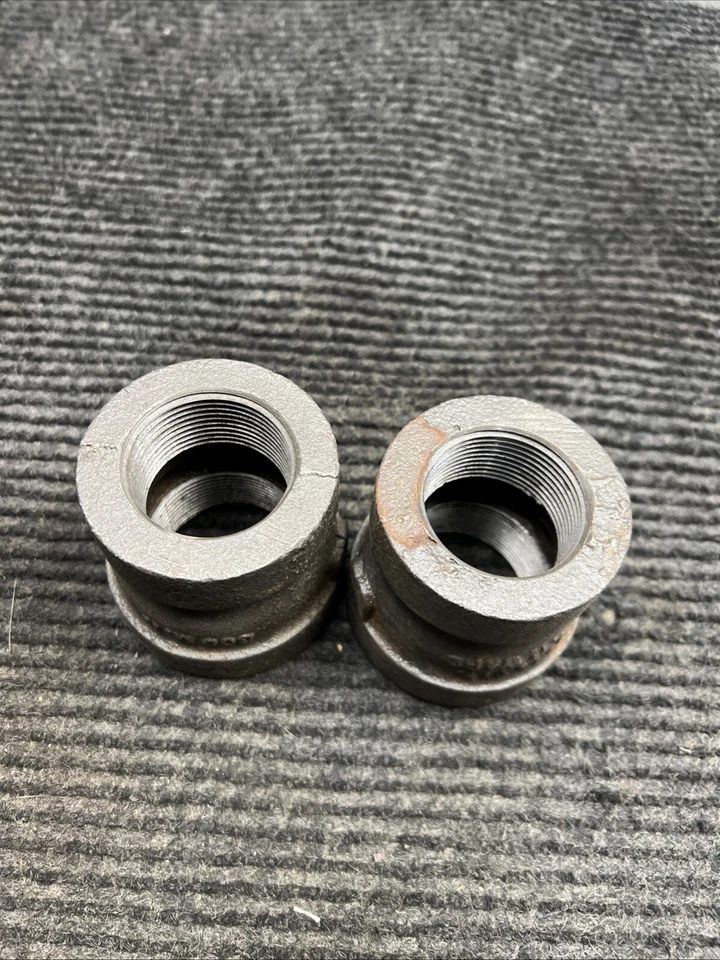 LOT OF 2 JP Ward Malleable Iron Pipe Reducing Coupling  1 1/2" x 1 1/4" - Image 2 of 4