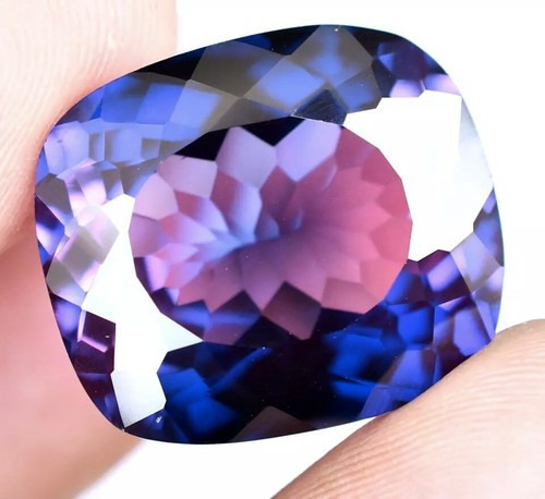 Natural Purple-Blue Tanzanite 34.75 CT Cushion IF Certified Flawless Gemstone - Picture 4 of 8
