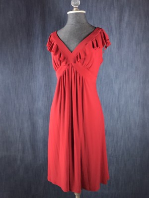 Evan Picone Petite 10 - red party dress - V-neck ruffled collar - petal sleeve | eBay Evan Picone Petite 10 - red party dress - V-neck ruffled collar - petal sleeve | eBay