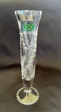 Vintage Connemara Celtic Crystal 6.25" Footed Bud Vase Wheat Design Ireland New