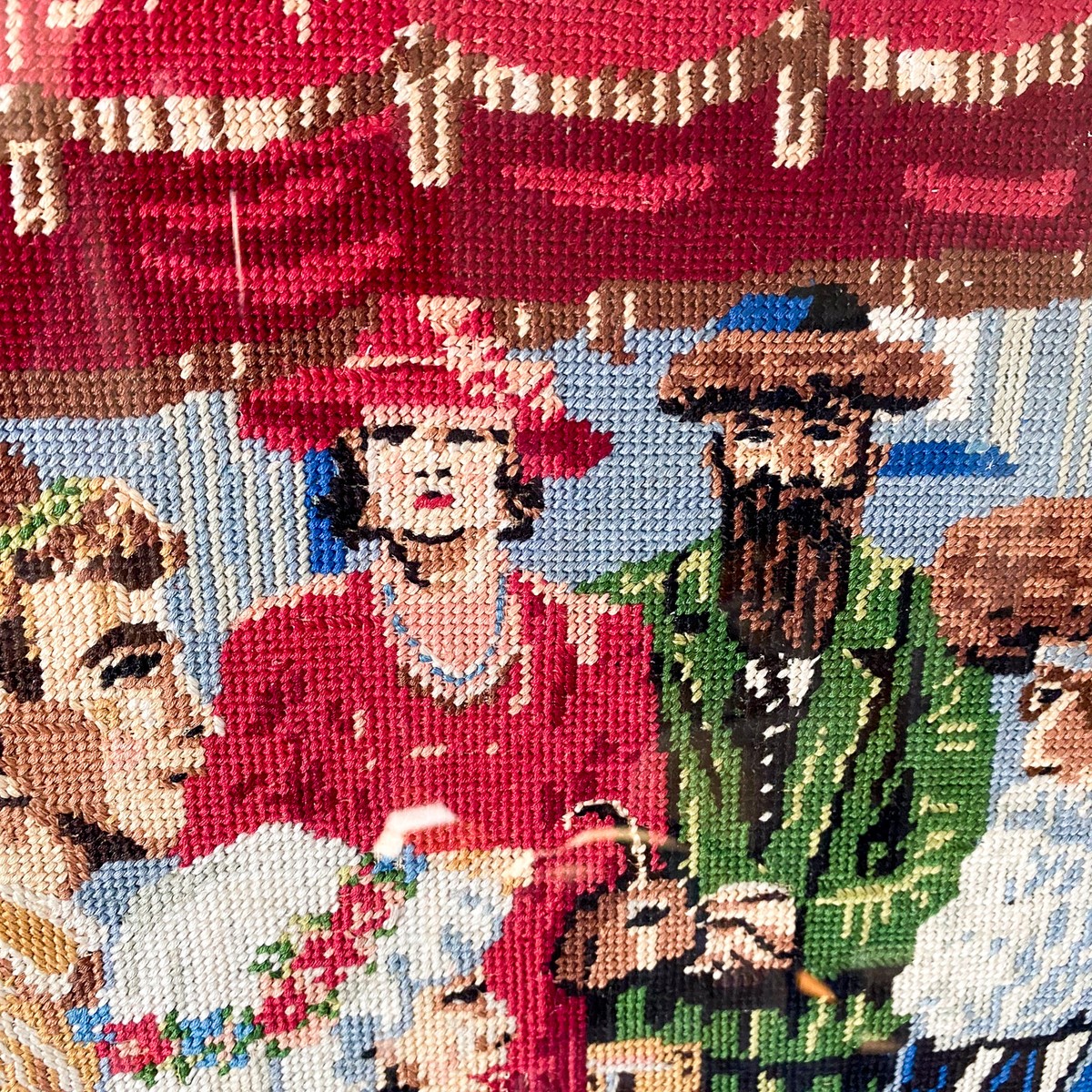 Vintage JEWISH WEDDING Needlepoint Hebrew Judaica Wall Art