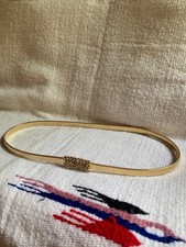 Vintage 70s 80s Rhinestone Gold Belt 1970s 1980s Snake Chain Metallic Thin Belt