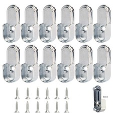 Oval Closet Rod End Supports 15mm x 30mm w/Rear Facing 5mm Pins - Polished Ch...