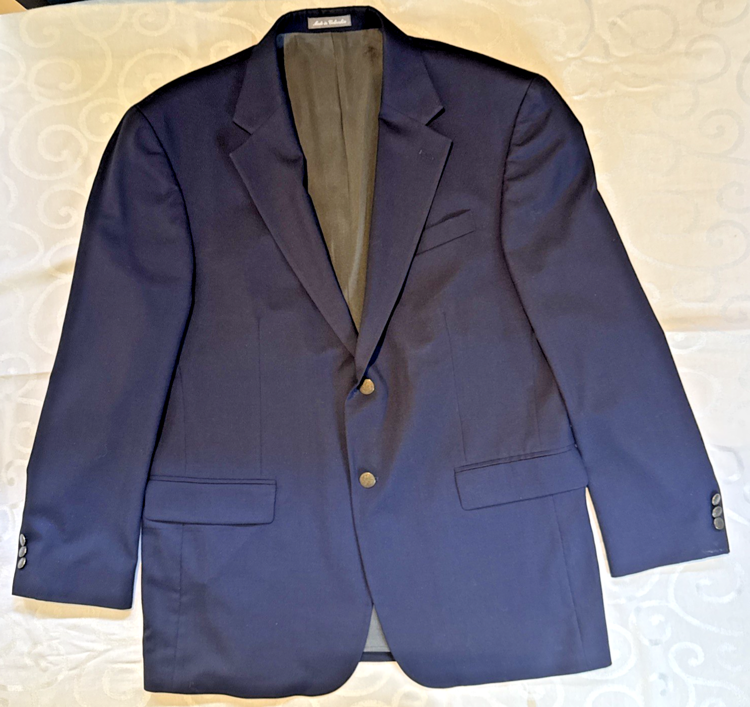 Oscar de la Renta Men’s Wool Blend Sport Coat Blazer 43R Classic Blue Jacket