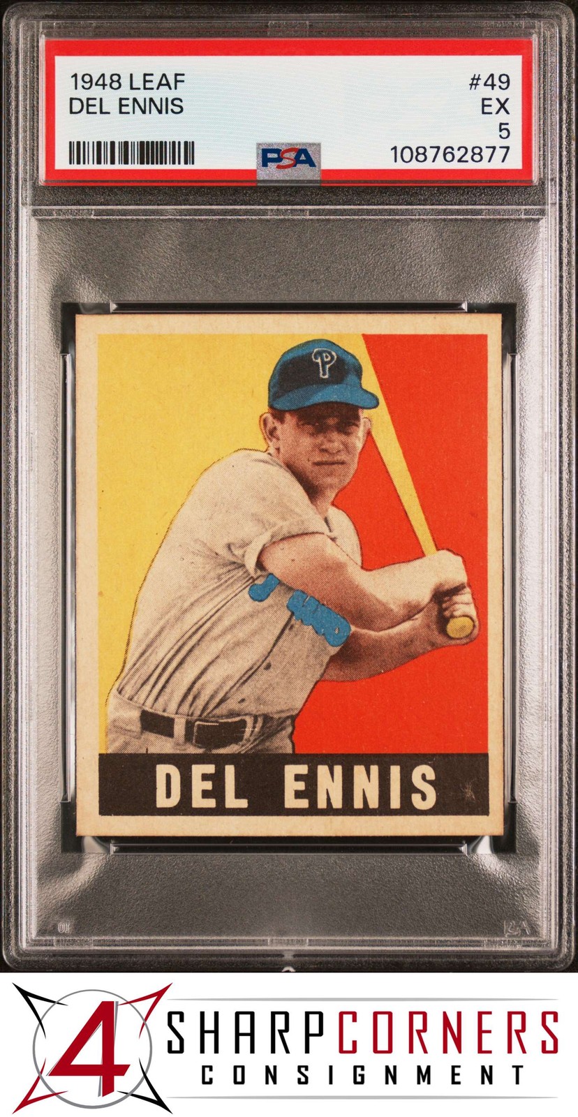 1948 LEAF #49 DEL ENNIS RC PSA 5