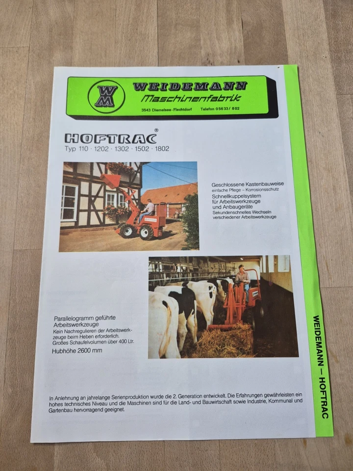 Orig. Schlepper Prospekt Weidemann Hoftrac Traktor Landwirtschaft Landmaschinen  - Bild 1 von 1
