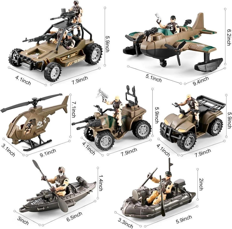 Juegos de juguetes 78 en 1 para hombres del ejército con camión/helicóptero/kayak boa militar realista... Foto 4 de 4