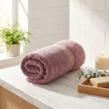 Luxury Bamboo Towel Absorbent 100% Cotton Spa Bath Sheet + Free Hand Towel Mouve