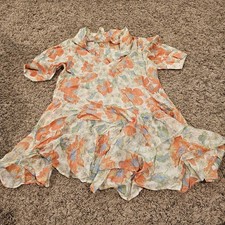 Free People Orange Floral V-Neck Tiered Mini Dress OB2150759 Womens XL