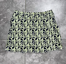 LULU B Golf Tennis Pull On Mini Wrap Skort Skirt Stretch Nylon Green Palm L
