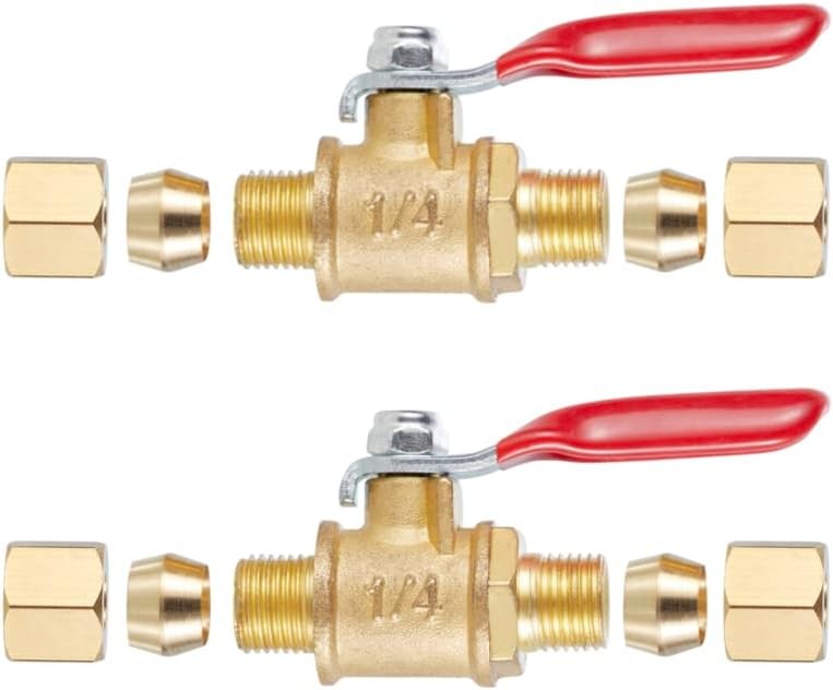 Red Shut Brass Ball Valve Shut Off Switch, 1/4 Compression x Compression, Red | eBay