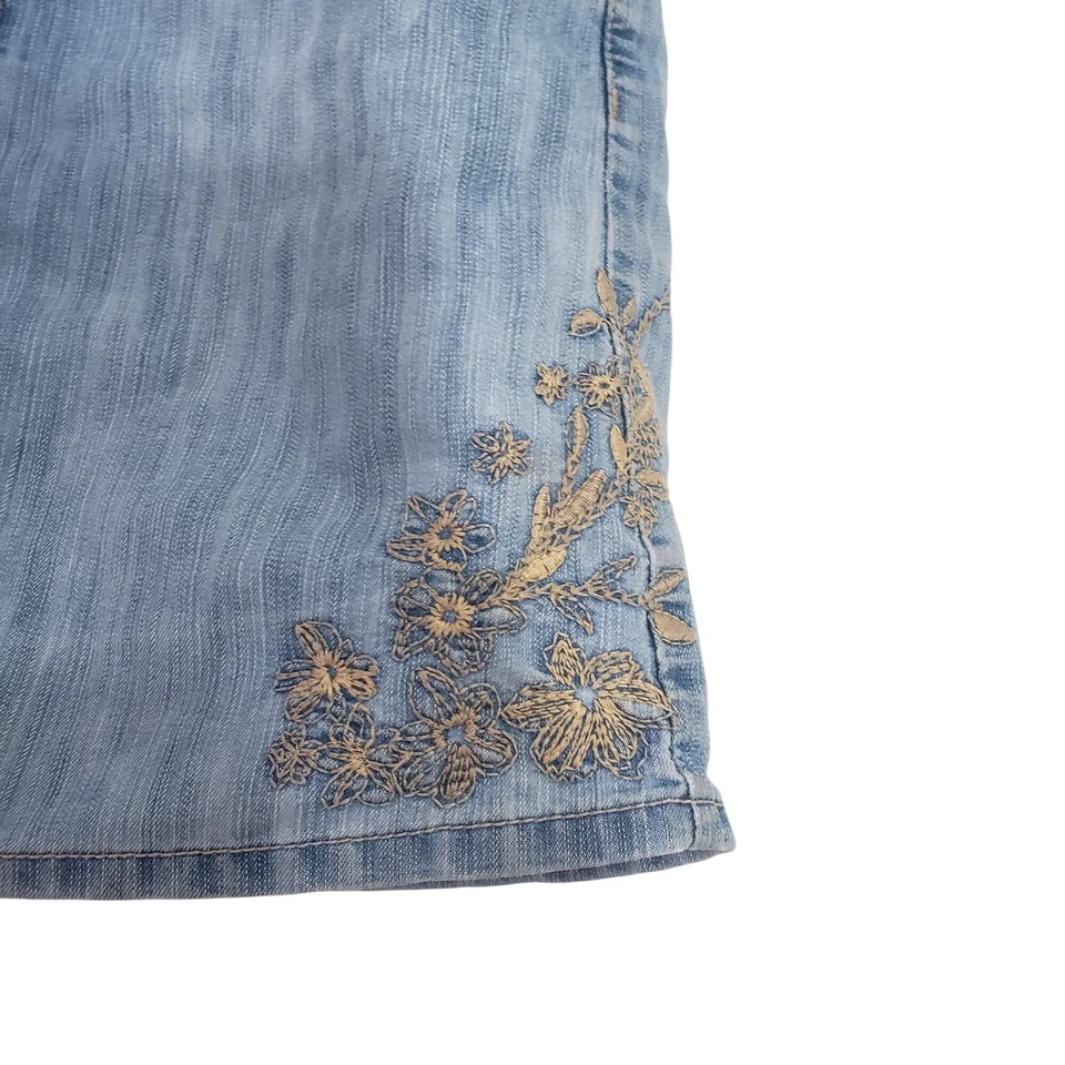 Винтажная женская джинсовая ткань 90-х Faded Glory с вышивкой юбка размер 8 Y2K летний гранж - Изображение 2 из 4