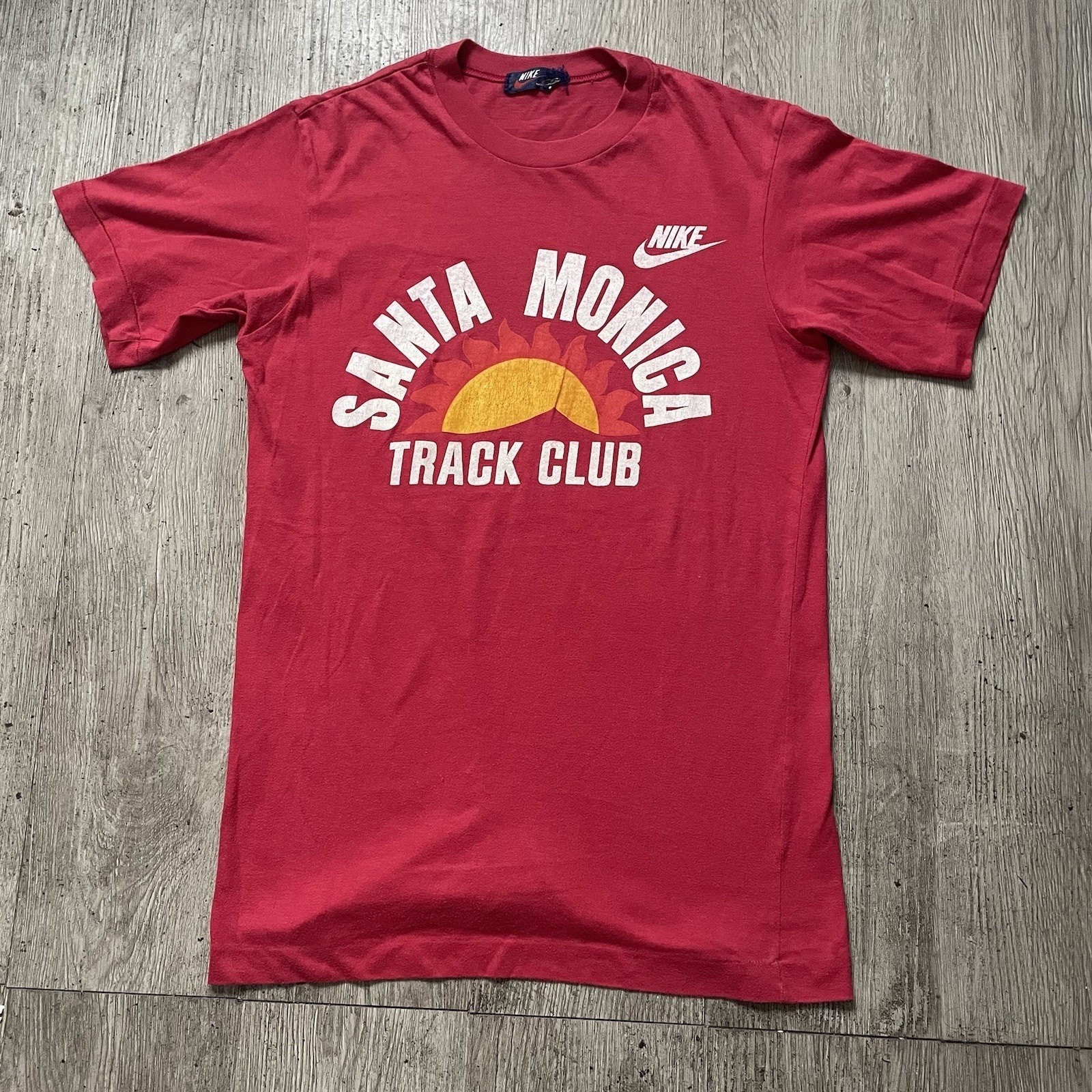 Vintage 70s Nike Santa Monica Track Club Sz M Japan Oregon Blue Ribbon Tee Rare