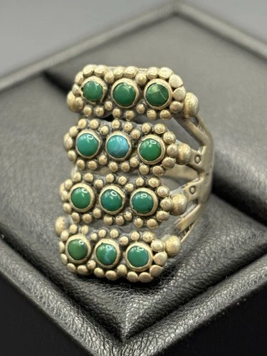 Vintage Southwestern SterlingSilver Turquoise Ring 7.9Grams Size 6.25 Tested A21