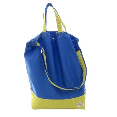 Porter Tote Bag Shoulder 2 Way Logo Bicolor Blue Yellow FF Used a1d72cf4d74513f1