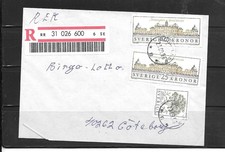 SWEDEN 1996 COVER POSTALLY USED OLD REGISTERED  ENVELOPE WITH HV STAMPS