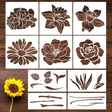 Large Flower Stencils for Painting 10 PCS Reusable Templates for Wall Wood