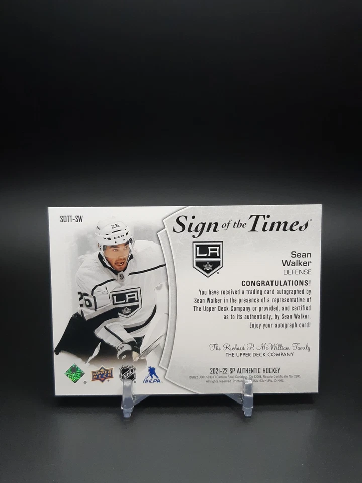 2021-22 SP Authentic - Sean Walker - Sign of the Times Auto #SOTT-SW LA Kings - Image 2 of 2