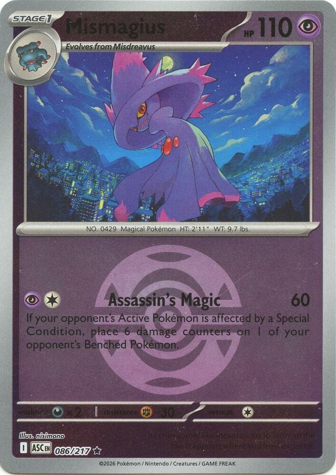 Mismagius (Dusk Ball) - 086/217 - Rare - Reverse Holo NM Ascended Heroes