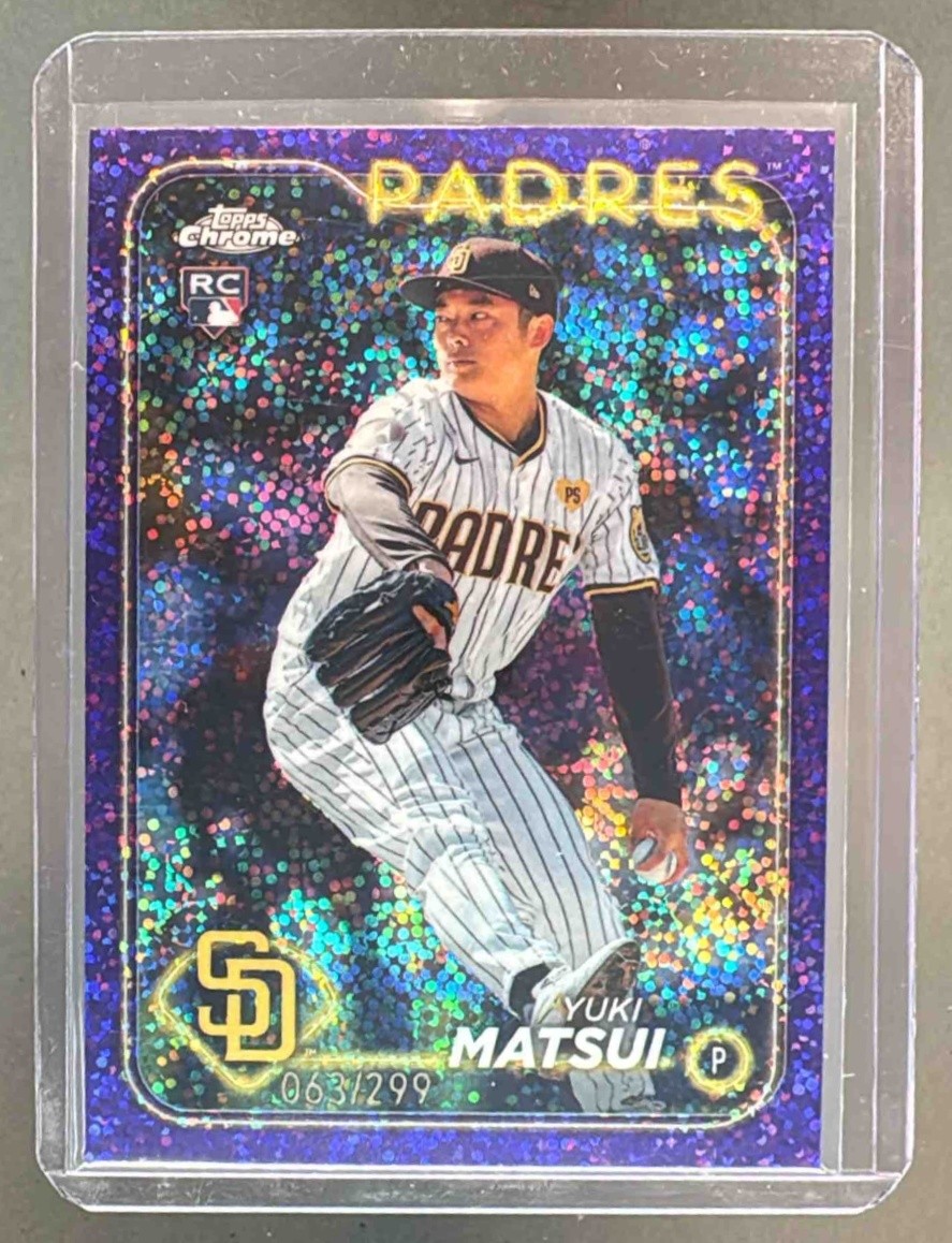 Yuki Matsui 2024 Topps Chrome #116 Purple Speckle Refractor Rookie RC /299