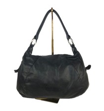Coccinelle Black Leather Hobo Bag Slouchy Shoulder Handbag Silver Hardware