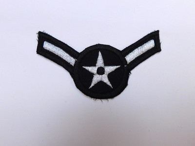 Vintage Air Force Black Silver Mess Dress Airman Amn Male Chevron Rank Patch 4''