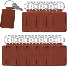 Qianyu Leather Key Fob Kit PU Blanks with Rivets Key Ring Rectangular Leather Ca
