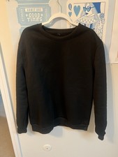 Black Crew Neck Fleece Pullover Sweatshirt Long Sleeve Men