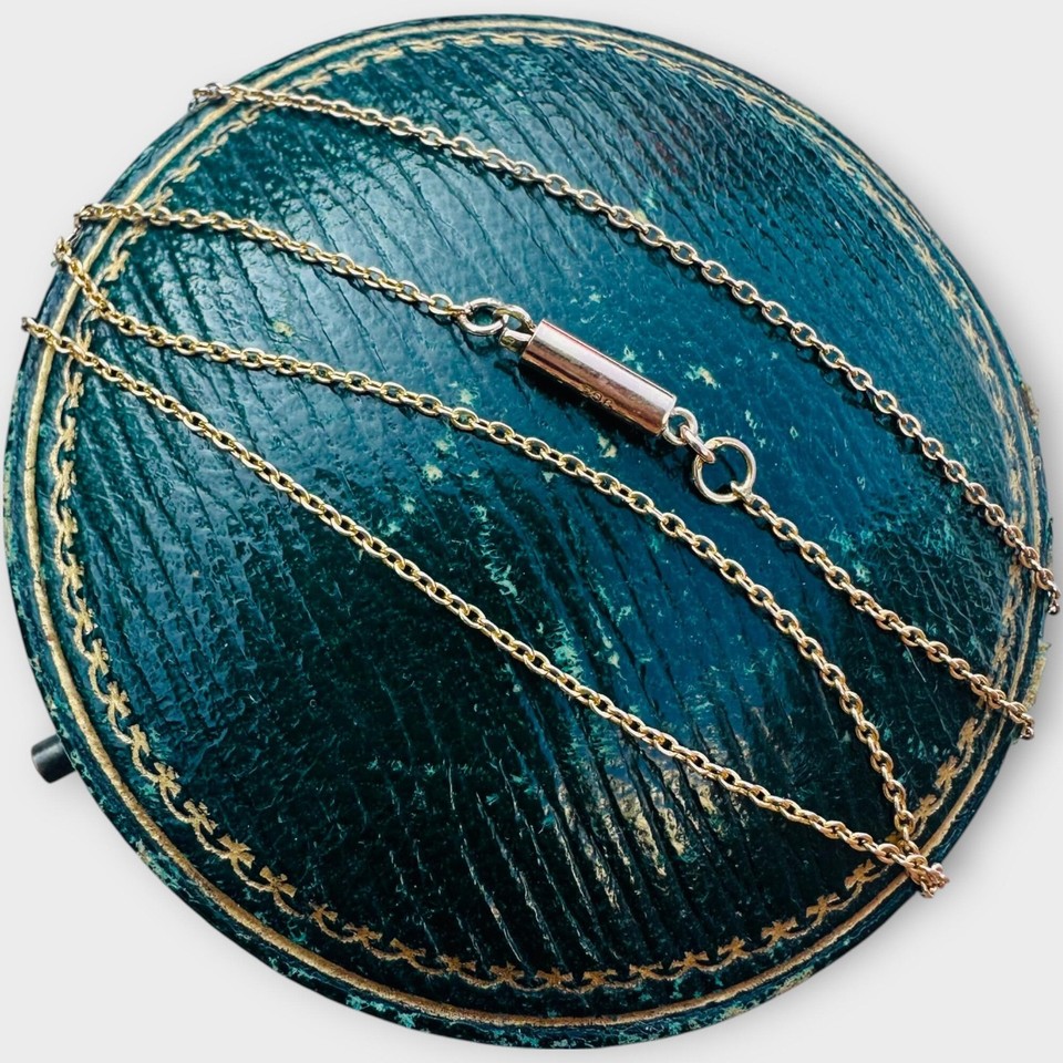 Edwardian 9ct Gold Rolo Link Chain Necklace, Antique 9k Gold Barrel ...