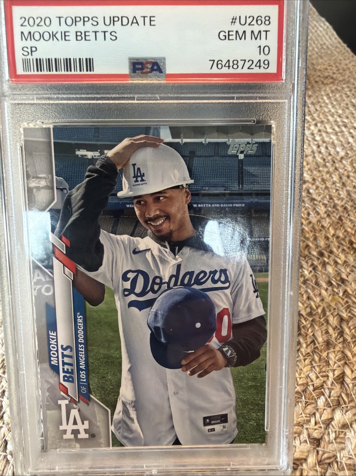 2020 Topps Update Short Print Hard Hat Variation Mookie Betts #U-268 PSA 10