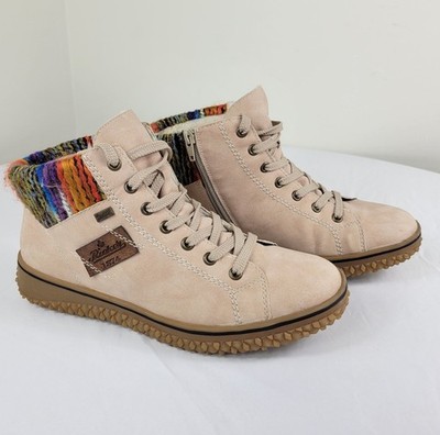Rieker Womens Tan Ankle Boots Zipper Up Z4230-32 Size 41 9.5 