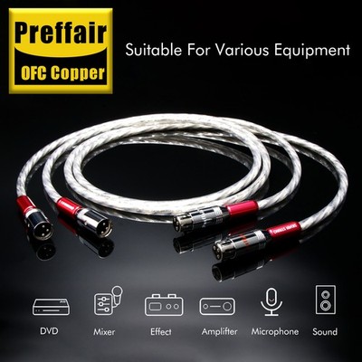 Pair HiFi OFC Silver Plated Conductor XLR Cable Audio Interconnect Balanced Cord