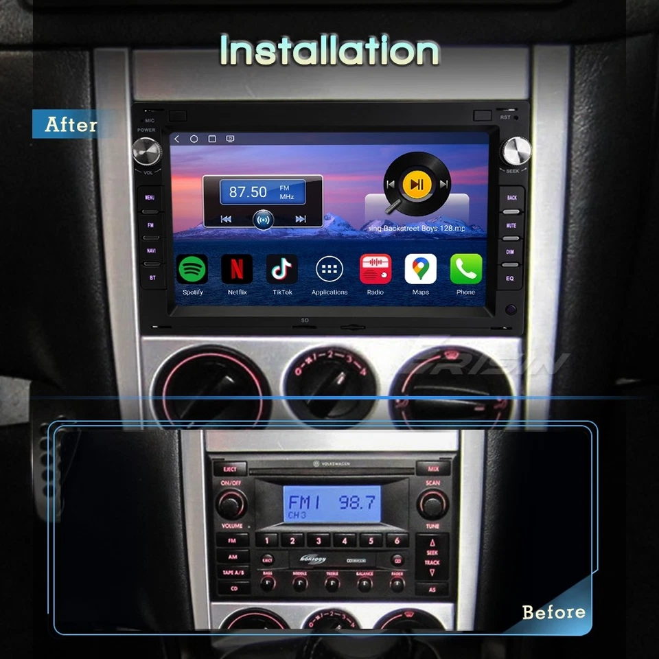 7"Qualcomm Android Autoradio Carplay VW Passat Golf 4 T5 SEAT Ibiza Skoda Superb - Bild 2 von 4