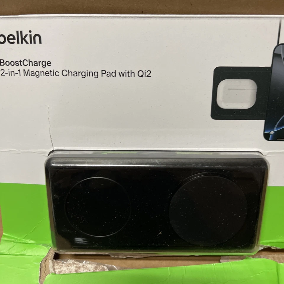 Belkin BoostCharge 2 em 1 almofada de carregamento magnética sem fio com Qi2 15W 5W USB-C - Imagem 2 de 3
