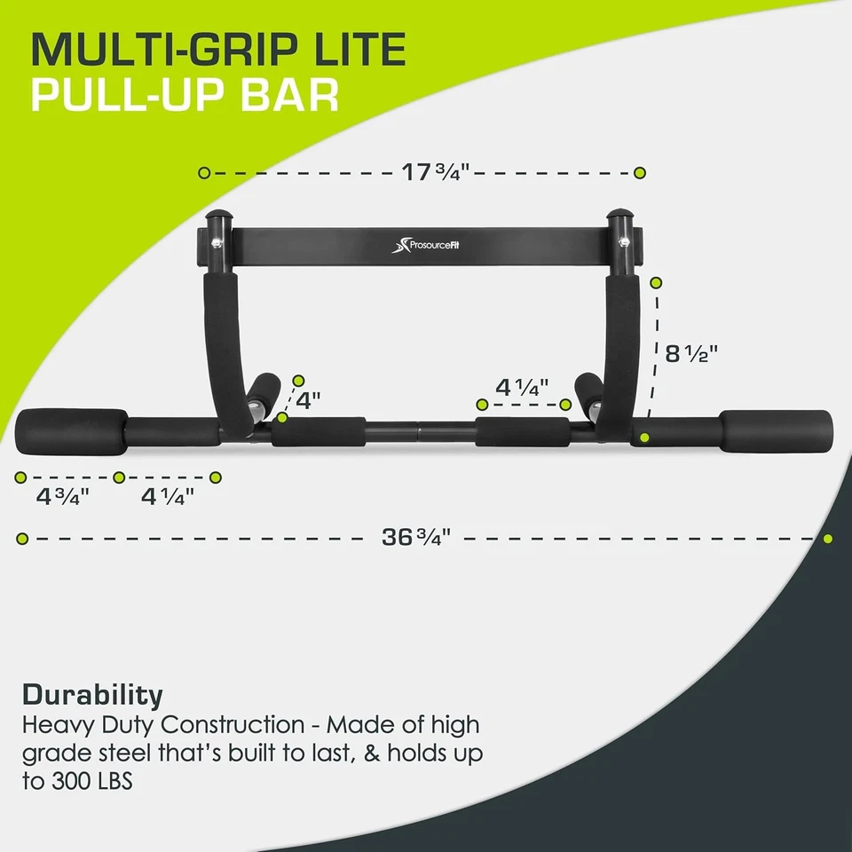 ProsourceFit Wall-Mounted Pull-Up/Chin-Up Bar, Heavy Duty 300 lb. Capacity, Blac - Image 3 of 4