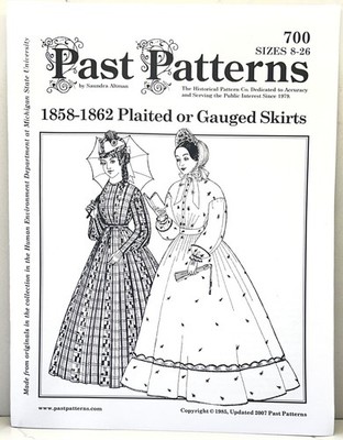 Past Patterns 1850-1863 Plaited/Gauged Skirt Patterns #700,  Sizes 8 - 26 UNCUT