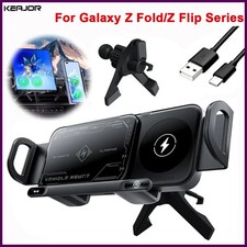 Car Wireless Charger Dual Coil Fold Screen Phone Fast Charging For Samsung