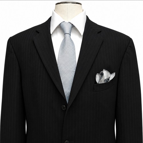 DKNY, Vintage DKNY Black Pinstriped 40R Suit Pleated Pants 32x33