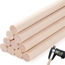 Wood Dowels, 1/2 x 12 Inch Round Wooden Sticks for Craft Arts Unfinished
