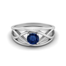 5 MM Round Blue Sapphire Gemstone 925 Sterling Silver Solitaire Engagement Ring