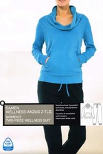 Hochwertiger Damen Wellness Anzug 2-TLG. Sweatshirt Hausanzug Blau L 44-46