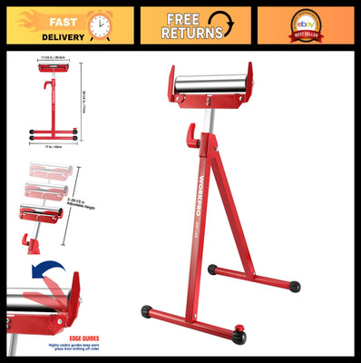 Height Adjustable Folding Roller Stand, Heavy Duty 250 LB Capacity, Outfeed Supp