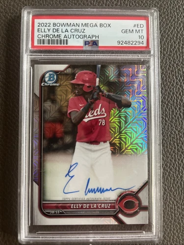 2022 Bowman Elly De La Cruz Chrome Prospect Auto Mega Box Refractor #ED PSA 10
