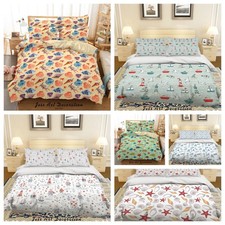 3D Sea Shells Boat Seagull Fish Pattern Quilt Cover Duvet Cover Comforter set