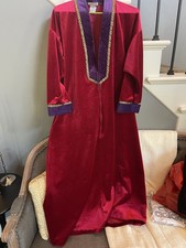 VINTAGE 80s Women's Bathrobe M Gilligan O'Malley Royal Pink, Velvet House Coat