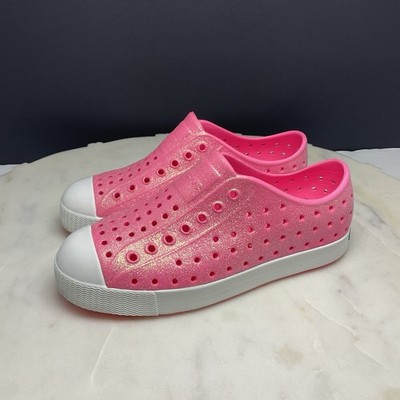 Native Jefferson Bling Girls Youth Sz 1 Pink Floyd Sparkle Shoes Slip On Sneaker