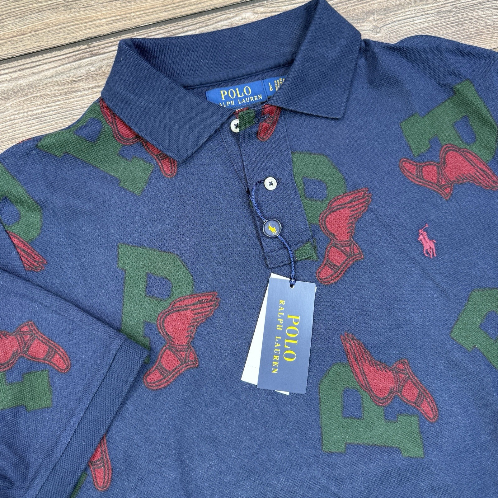 Polo Ralph Lauren Para Hombre Calce Clásico Ala P Malla Polo Azul Marino Talla Grande NUEVO