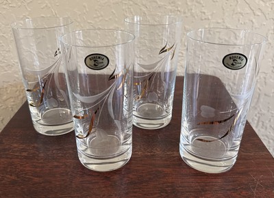 Bohemia Czech Etched Crystal Cocktail Drinking Glasses (4)