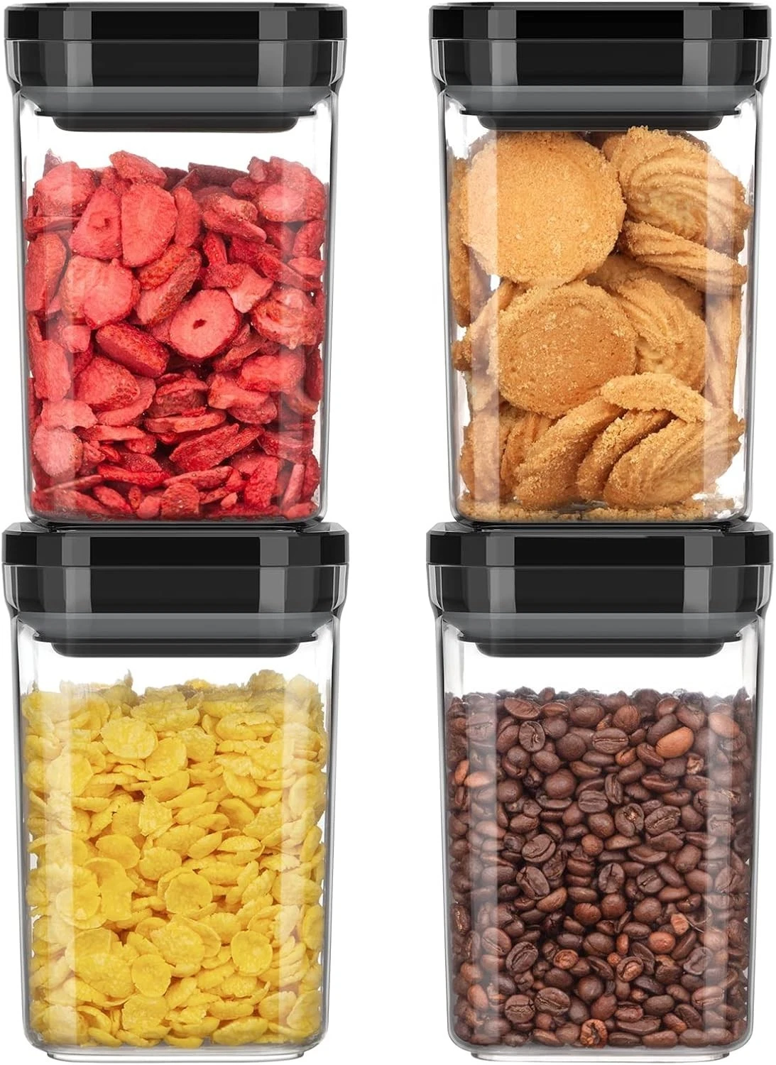 4 Pack Airtight Food Storage Container Set BPA Free Kitchen Pantry Organization